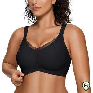 Draadloze Soft Comfort Beha met V-Hals Jelly Strip Zwart / S (70B-D / 75A)