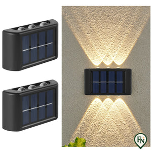 LED-licht op zonne-energie waterdichte wandlamp voor buiten schemering tot zonsopgang hek verlichting voor zomer tuin