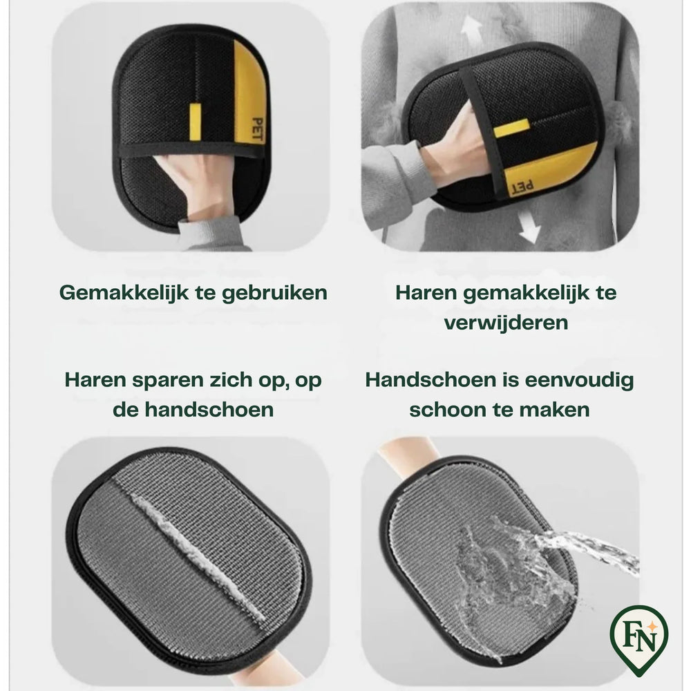 Huisdier Pluizen Handschoen - Nooit meer last van haren! Zwart