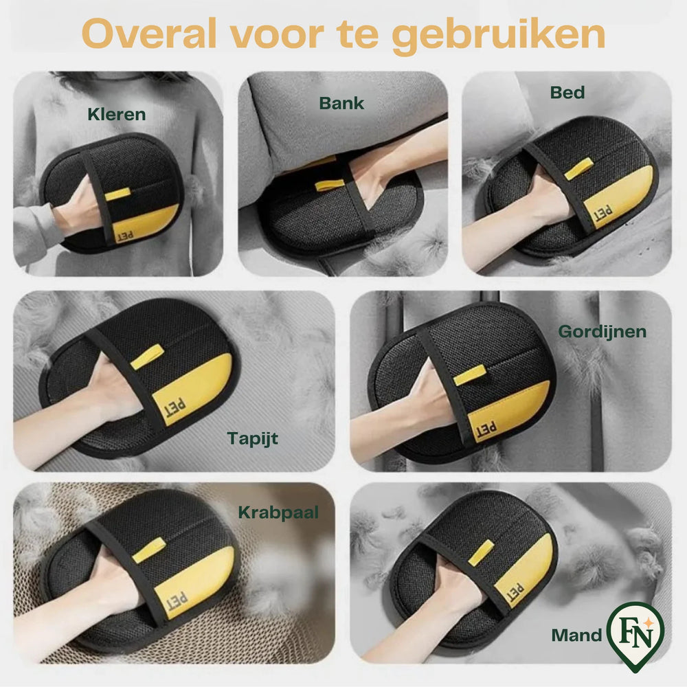 Huisdier Pluizen Handschoen - Nooit meer last van haren! Zwart