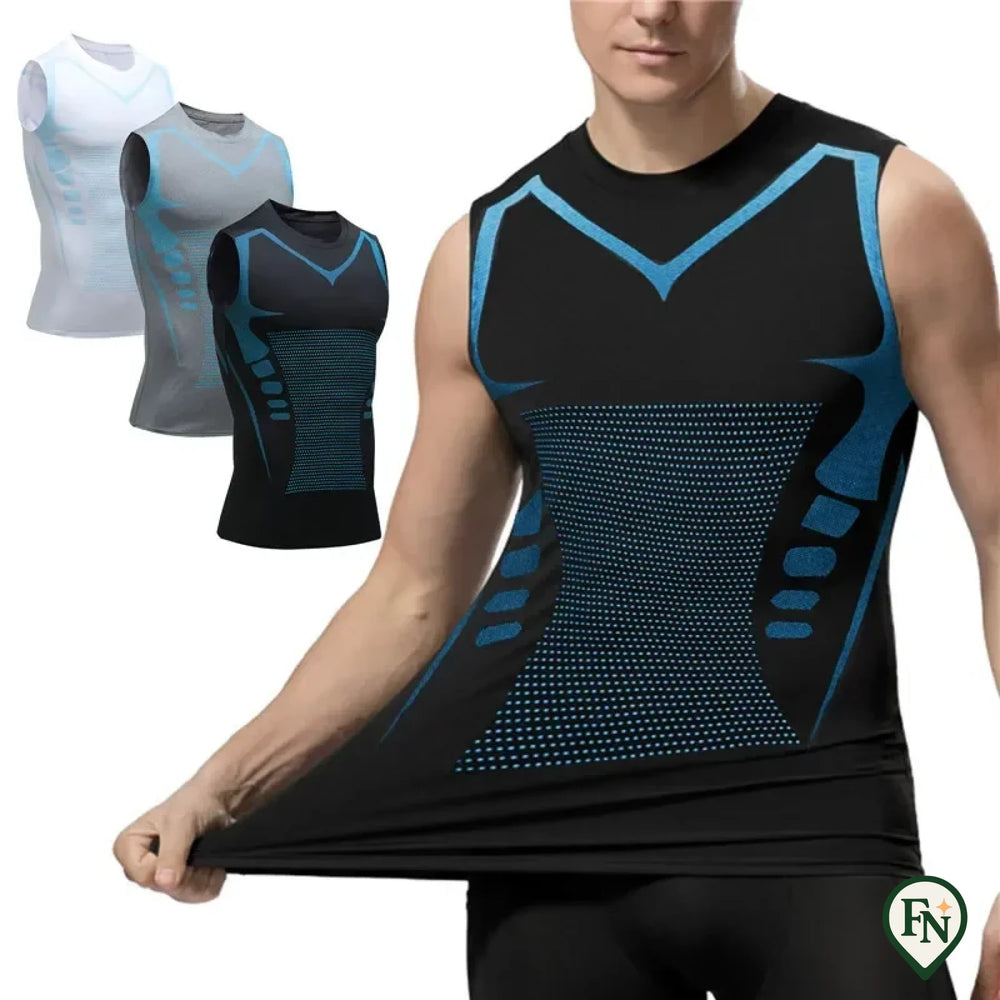 2Ionisch vormgevend vest voor heren IJszijde Afslankvest Body Shaper Compressieshirts Tanktop Buikcontrole Mouwloze