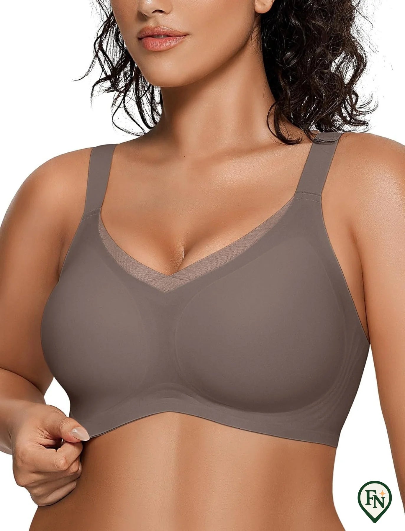 Draadloze Soft Comfort Beha met V-Hals Jelly Strip Grijs / S (70B-D / 75A)